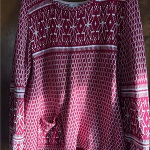 J. Jill Red and White Geometric Sweatshirt